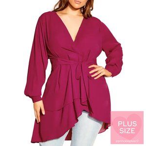 City Chic | *PLUS SIZE* | Shibara Top - Magenta